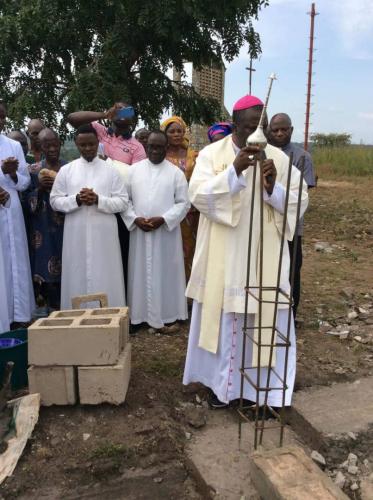 Laying of foundation of a chapel at Oke Maria Pilgrimage & Retreat Centre by Most Rev. Emmanuel Badejo
