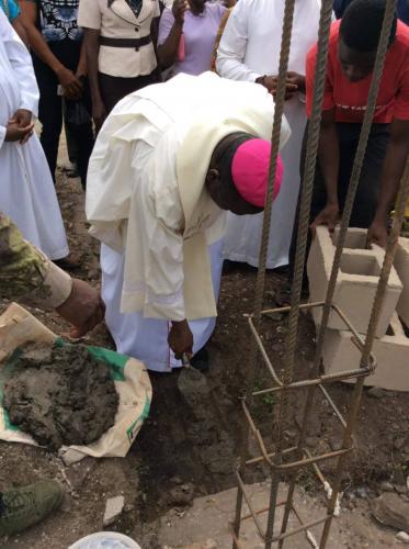 Laying of foundation of a chapel at Oke Maria Pilgrimage & Retreat Centre by Most Rev. Emmanuel Badejo