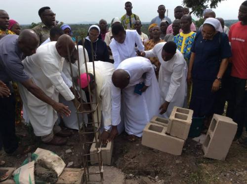 Laying of foundation of a chapel at Oke Maria Pilgrimage & Retreat Centre by Most Rev. Emmanuel Badejo
