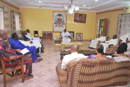 The Executives of SIGNIS Nigeria led by Very Rev. Fr. Patrick Alumuku on a courtesy visit to the Catholic Bishop of Oyo Diocese, Most Rev. Emmaneul ade Badejo