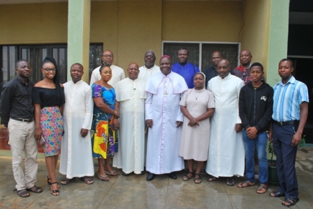 SIGNIS Executives with Bishop Badejo, Diector of Communication, Oyo Diocese, Sr Eunice Ikufisile (OSF) and members of Social Communications commission
