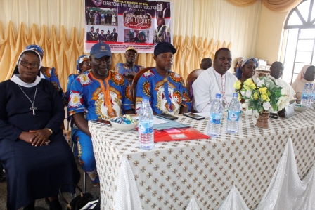 Bishop Badejo, Sr Assumpta Taiwo with Sir Peter Eluyefa KSJ Grand Knight and others on the High Table