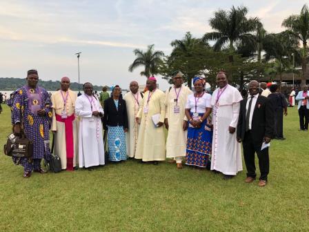 The Nigerian Delegate to SECAM Jubilee Celebration. CBCN President, Archbishop, Akubueze, Bishops Kaigama, kukah, Uzoukwu, Badejo with Sr Prof. Okure and others
