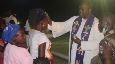 During anointing of the sick