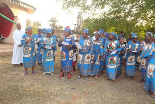 The CWO of St Francis Awe supported by their Priest - Rev Fr Anthony Olanrewaju during their carol presentation.