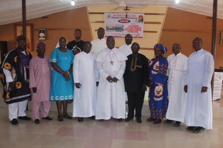Bishop Emmanuel Badejo in a group picture with the Speakers, some priests and the representatives of the Religious, Laity Council, CMO, CWO and CYON.