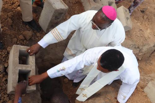 Laying of St. Peter Catholic Church Igbeti Clinic Foundation by Bishop Badejo and Fr Patrick Adewuyi, the Parish Priest